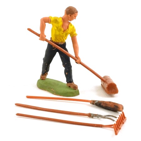 Britains 2044 Farm Labourer with 4 Tools