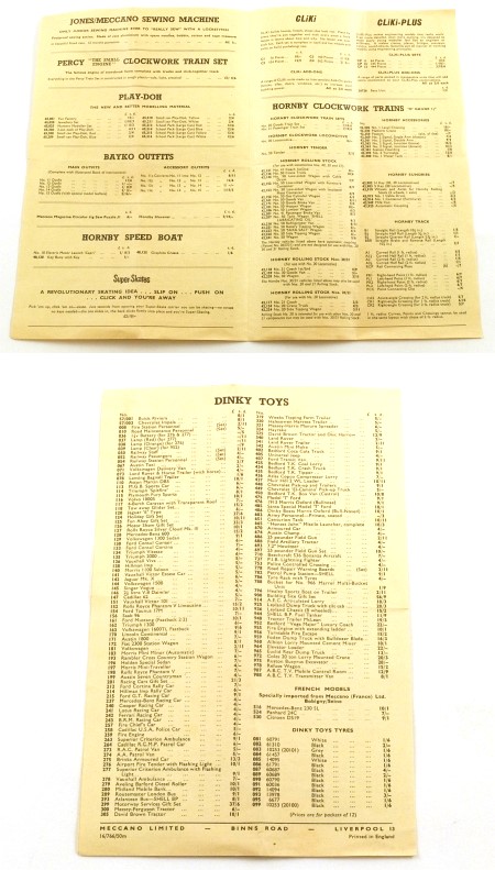Meccano 1966 Price List Leaflet