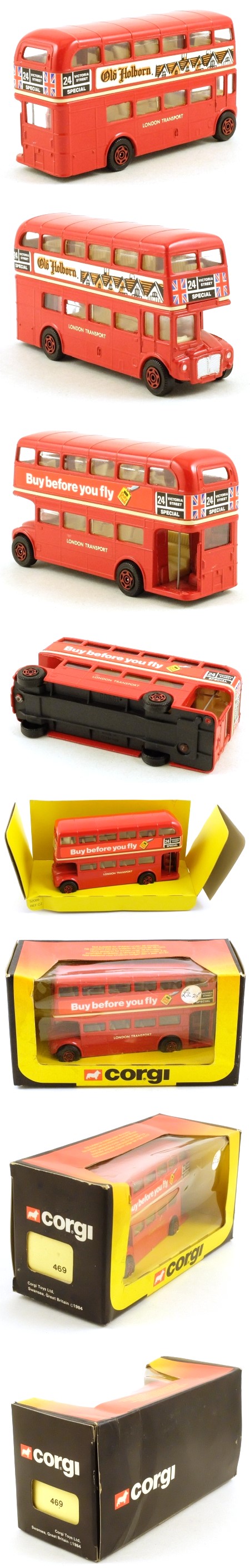 469 Routemaster Bus  'Buy before you fly' and 'Old Holborn'