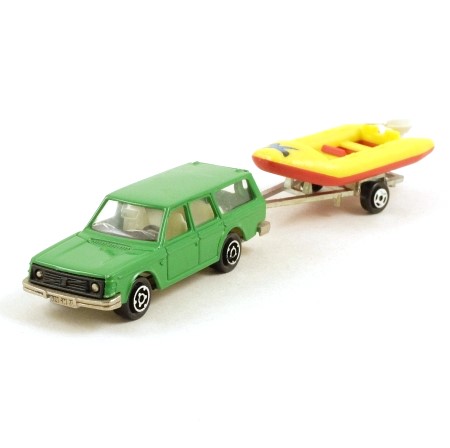 Majorette 343 Volvo 245 DL and Inflatable Dinghy on Trailer