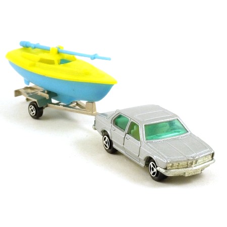 Majorette 338 BMW 733 with Sailing Boat on Trailer